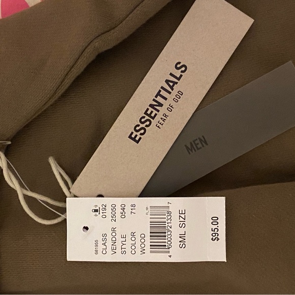 NWT FEAR OF GOD ESSENTIALS MENS HOODIE - WOOD, SIZE SMALL - Picture 4 of 8